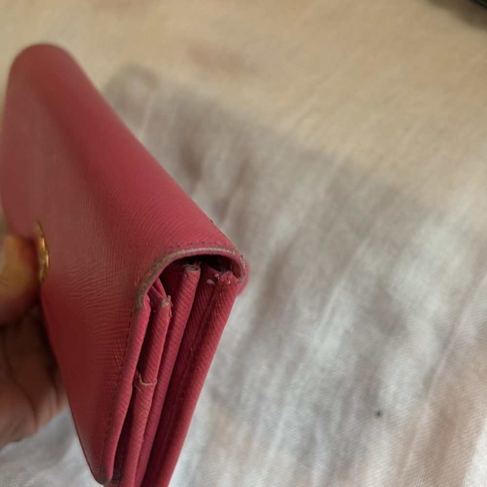 Prada Continental Wallet Pink Saffiano Metal Leather - Picture 9 of 12